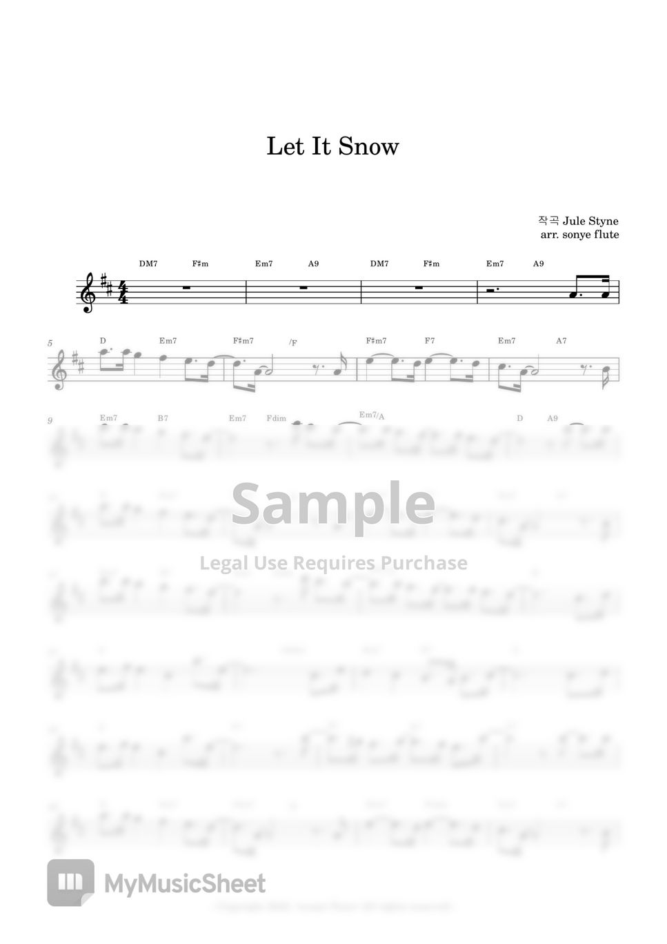 Christmas Carol - Let it Snow, Let It Snow, Let It Snow (Flute Sheet Music) by sonye flute