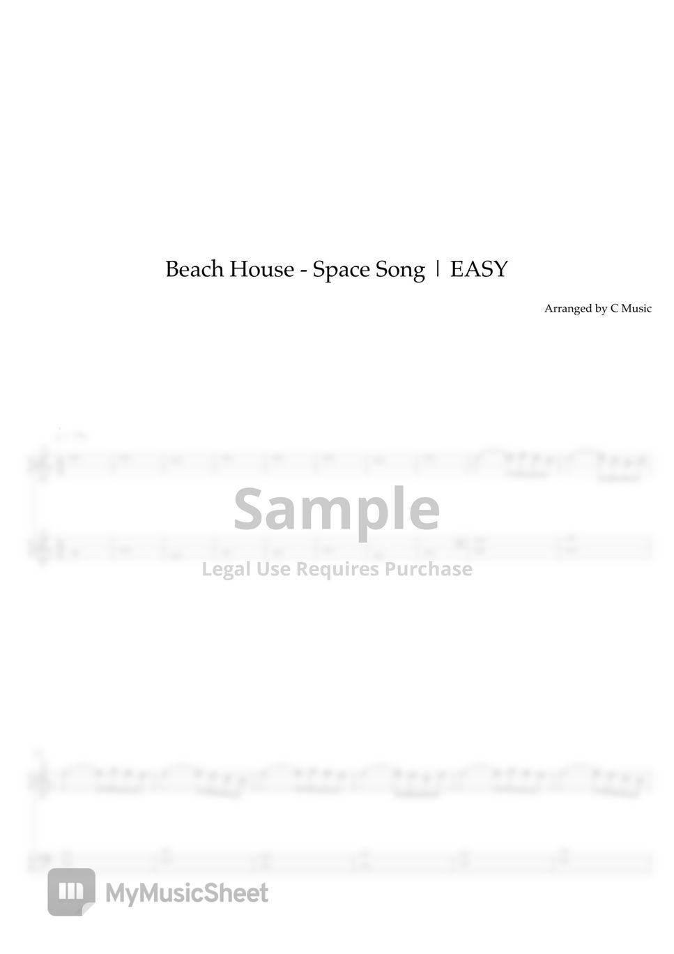 Beach House Space Song (Easy Version) Sheets by C Music