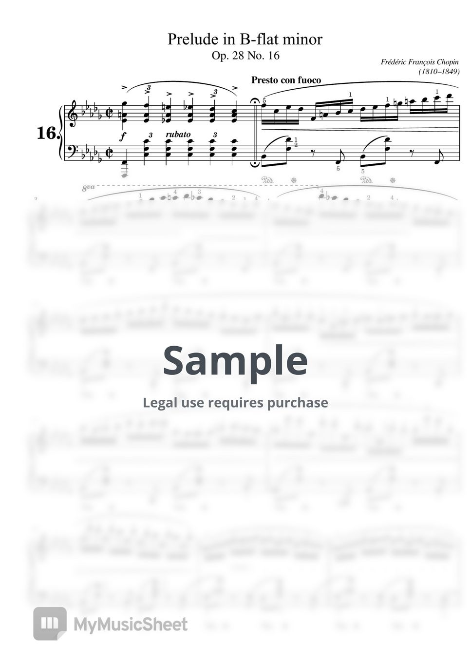 Fr d ric fran ois chopin prelude in b flat minor op 28 no 16