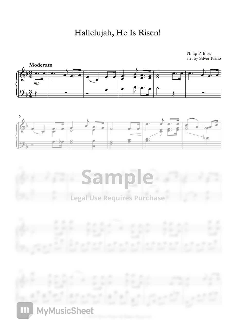 Philip P. Bliss 할렐루야 우리 예수 (Hallelujah, He Is Risen!) (피아노 찬송가) 악보 by