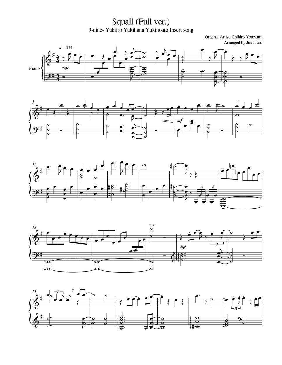 Chihiro Yonekura Squall (Full ver.) Sheets by Jnundead