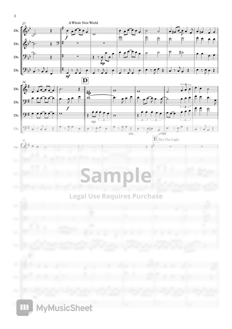 Disney Medley Disney Medley for Double Bass Quartet Sheet by Lingga