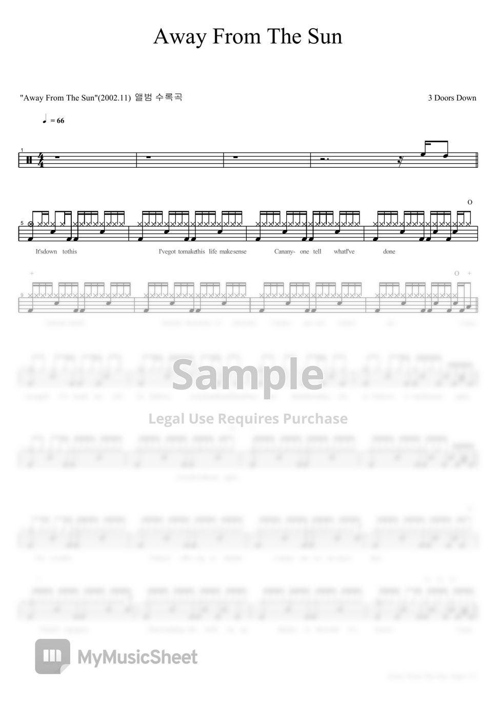 3 Doors Down Away From The Sun By COPYDRUM