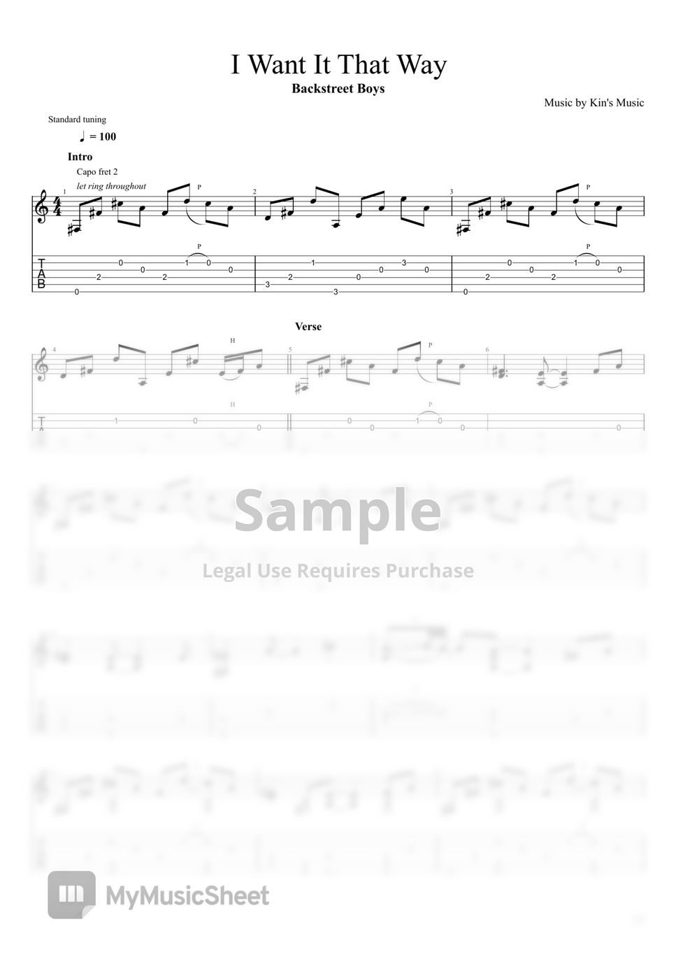 Backstreet boys i want it that way easy guitar fingerstyle for