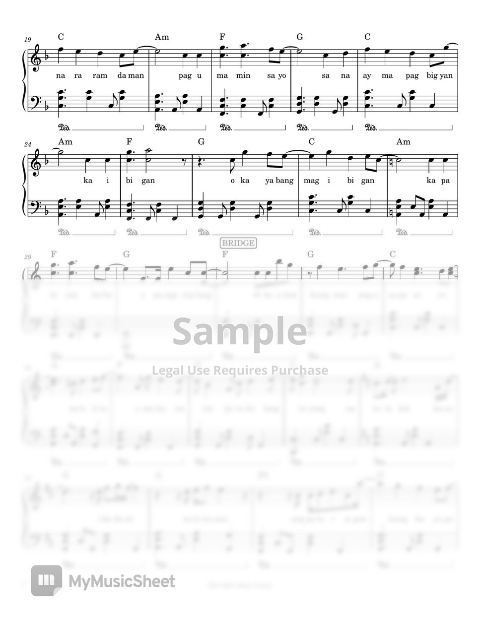 Ben&Ben and Moira - Pasalubong (piano sheet music) by Mel's Music Corner