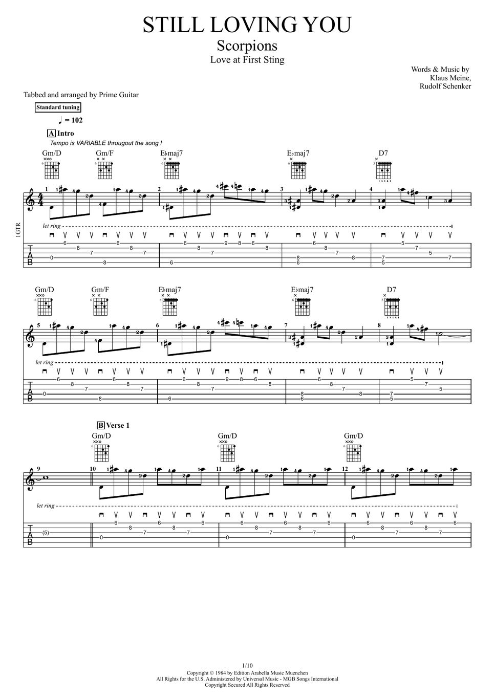 スコーピオンズ ギタータブ譜スコア 禁断の刺青 Scorpions 楽譜 スコーピオンズ/ 禁断の刺青 ギター・タブ譜付！ Scorpions