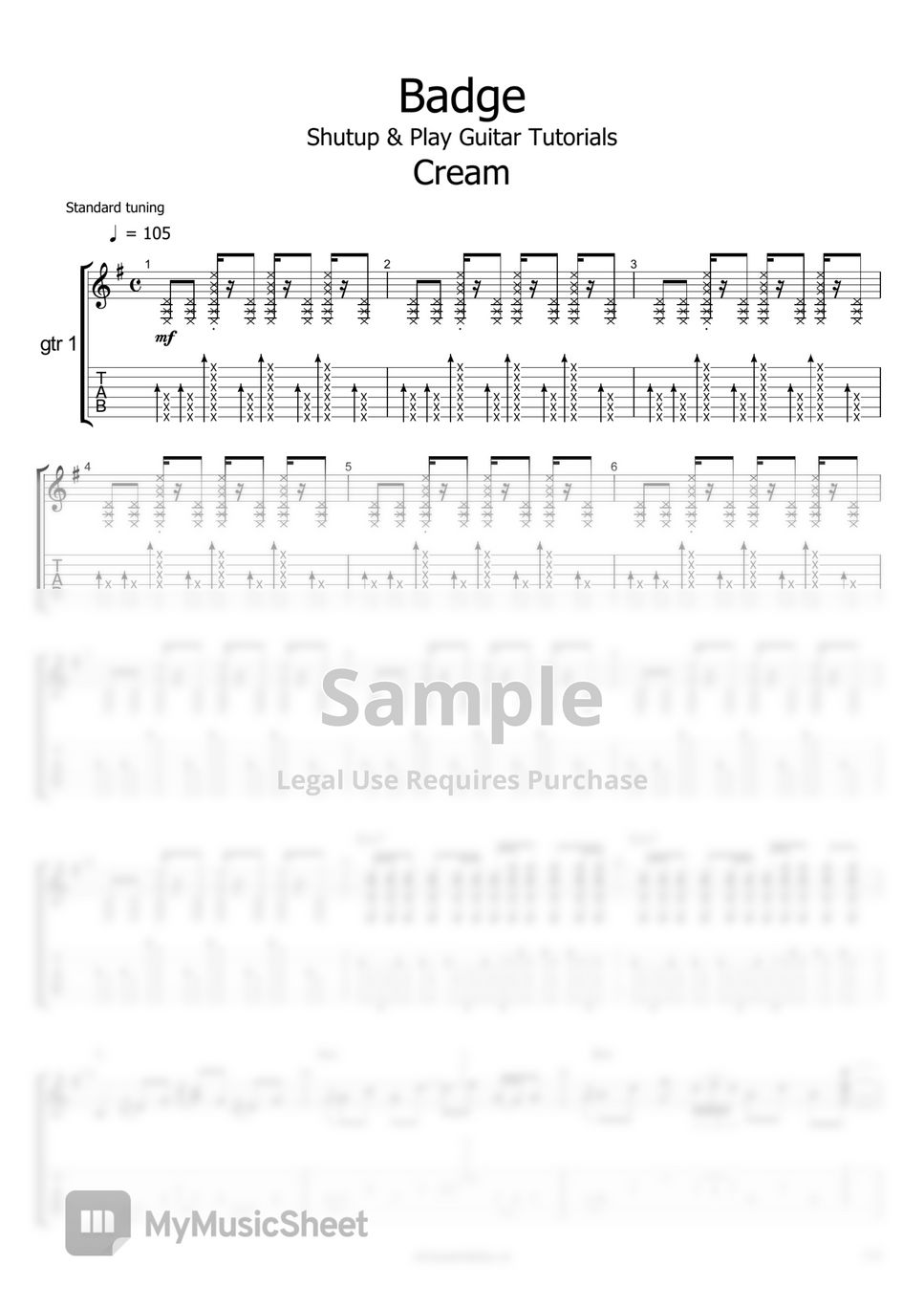 Cream Badge Sheets by Shutup & Play Guitar Tutorials