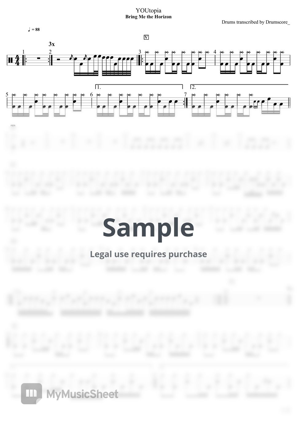 Bring Me The Horizon Second Heartbeat Bring Me The Horizon - YOUtopia Sheets by Drumscore_