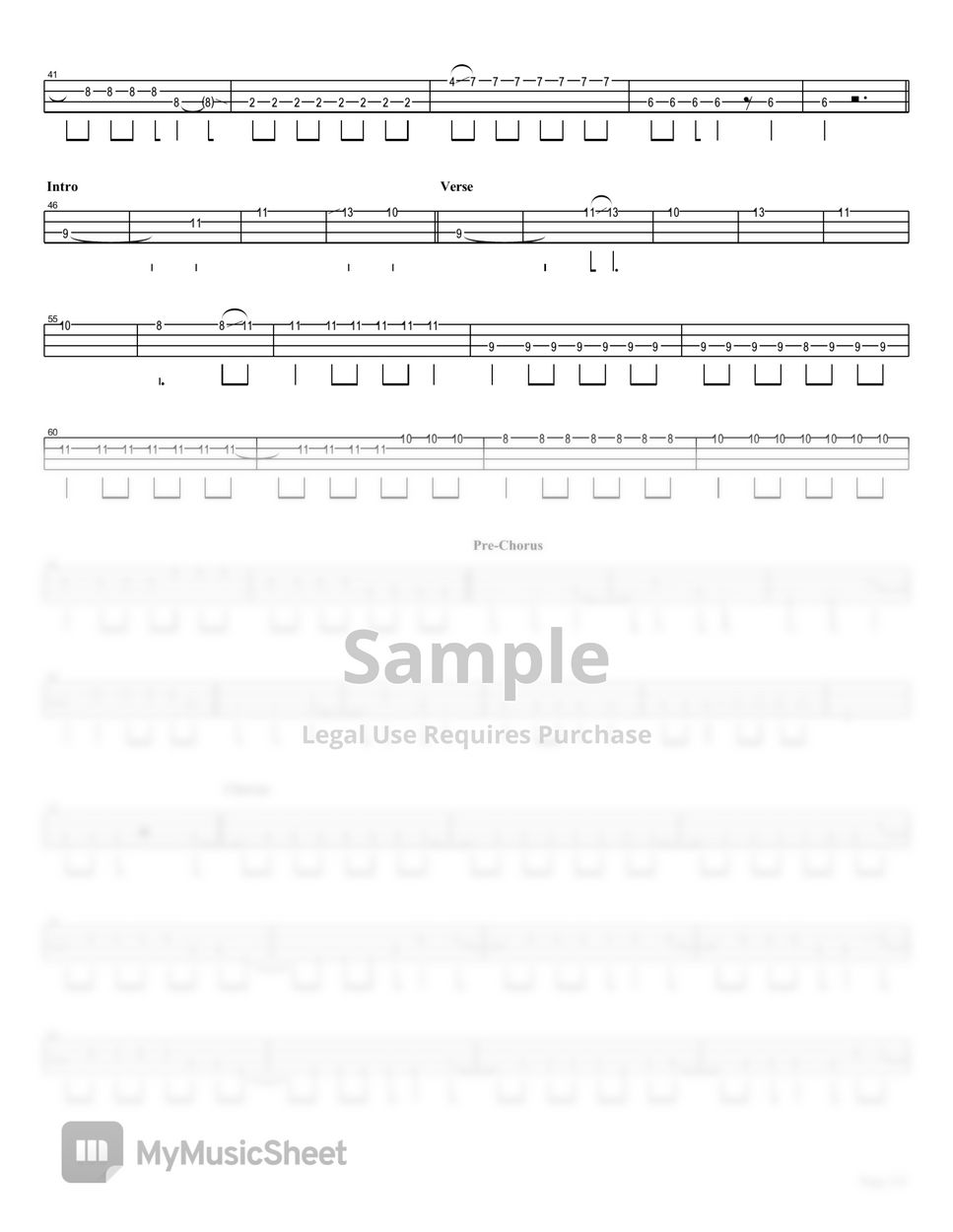 SPYAIR - Imagination (Bass TAB) Sheets by Muya