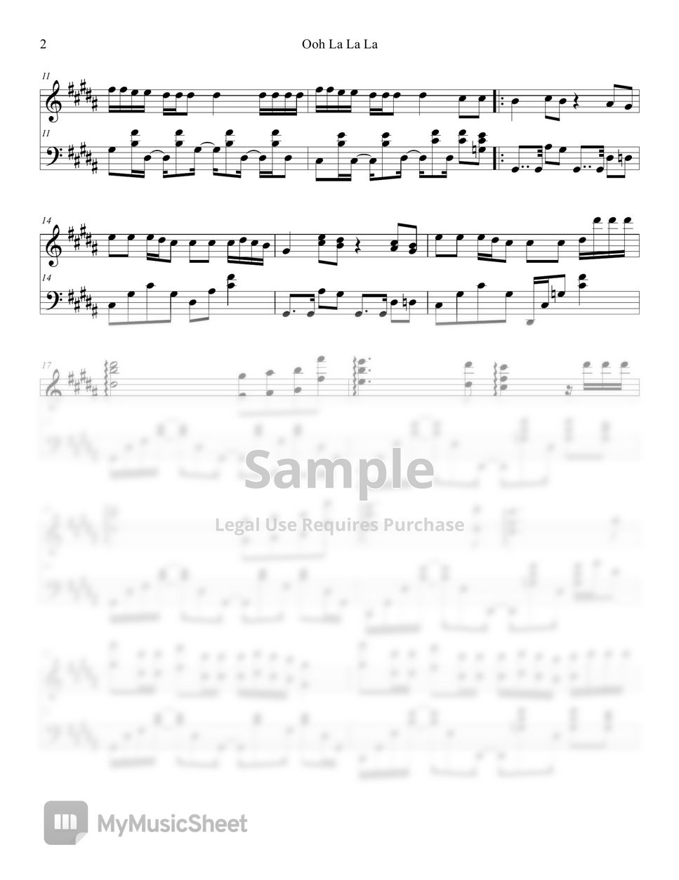 EXO 엑소 Ooh La La La 닿은 순간 악보