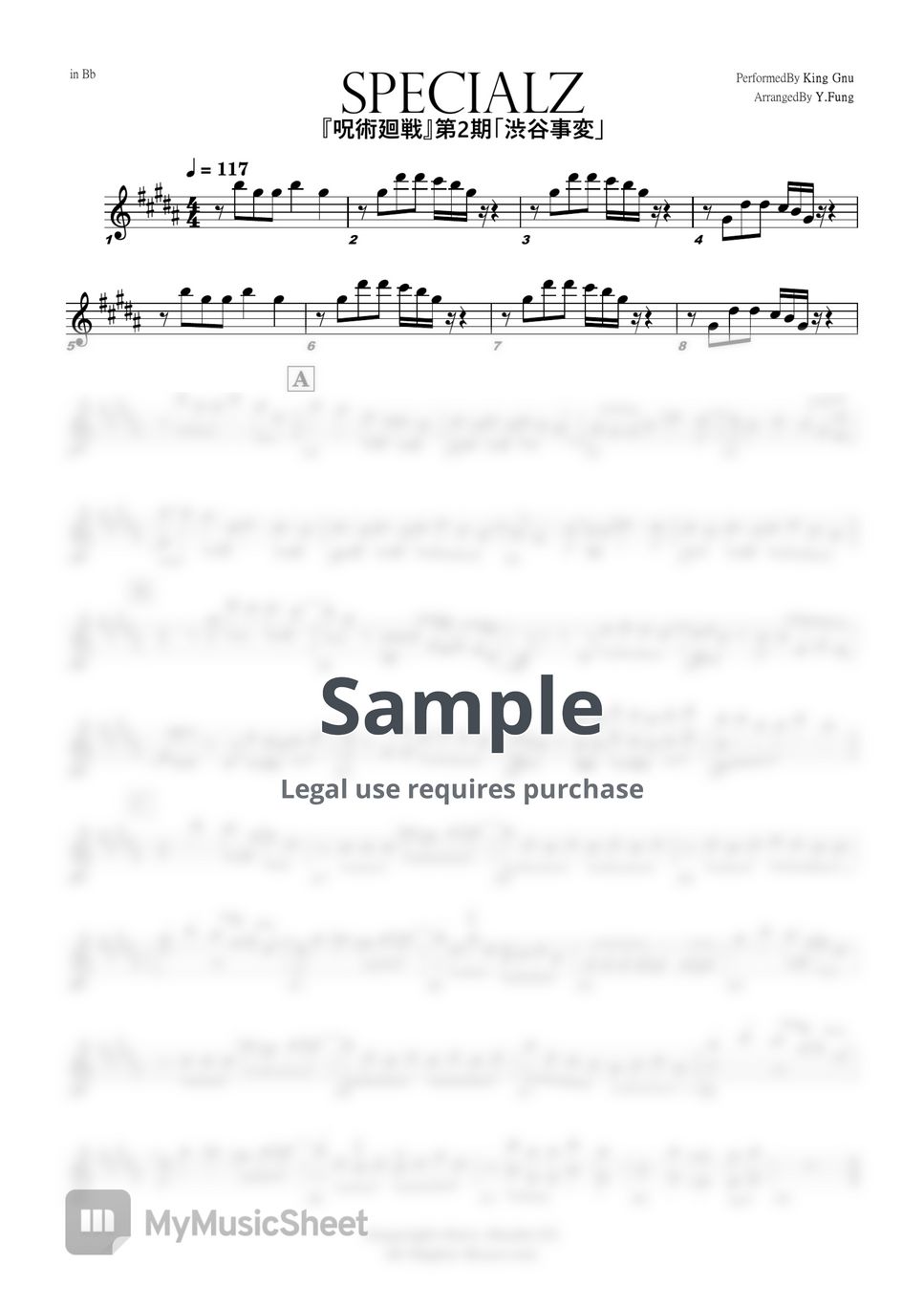 Kinggnu - Specialz (C/ Bb/ F/ Eb Solo Sheet Music) by yipfung