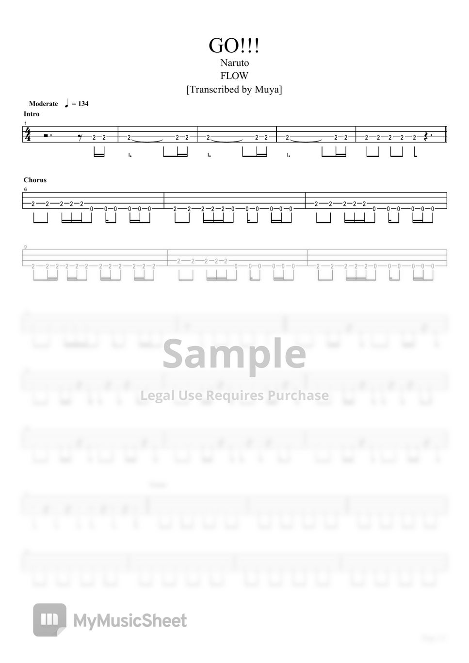 FLOW - GO!!! (Bass TAB) by Muya