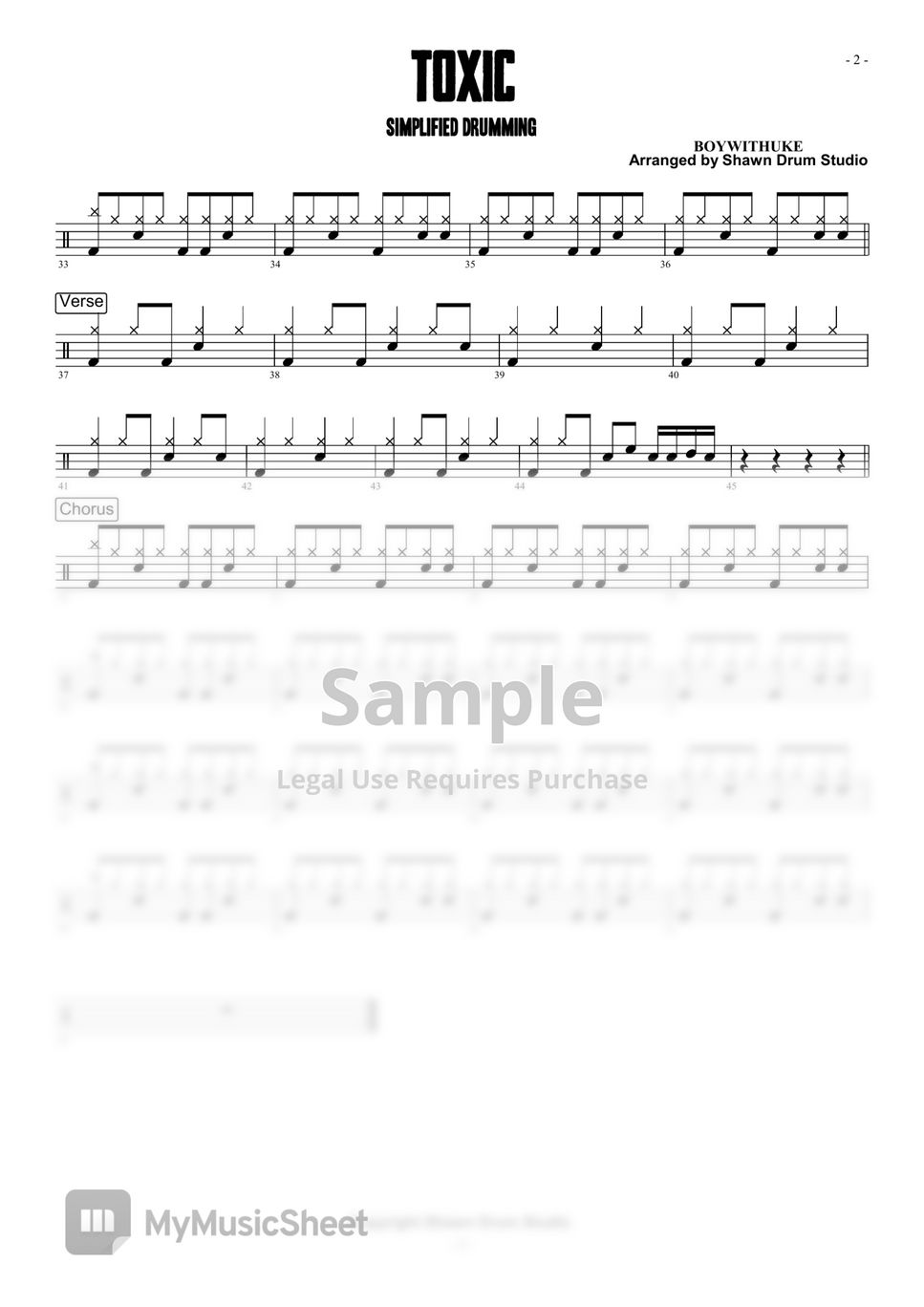 ☆ BoyWithUke-Toxic Drum Tab pdf, - Free Score Download ☆