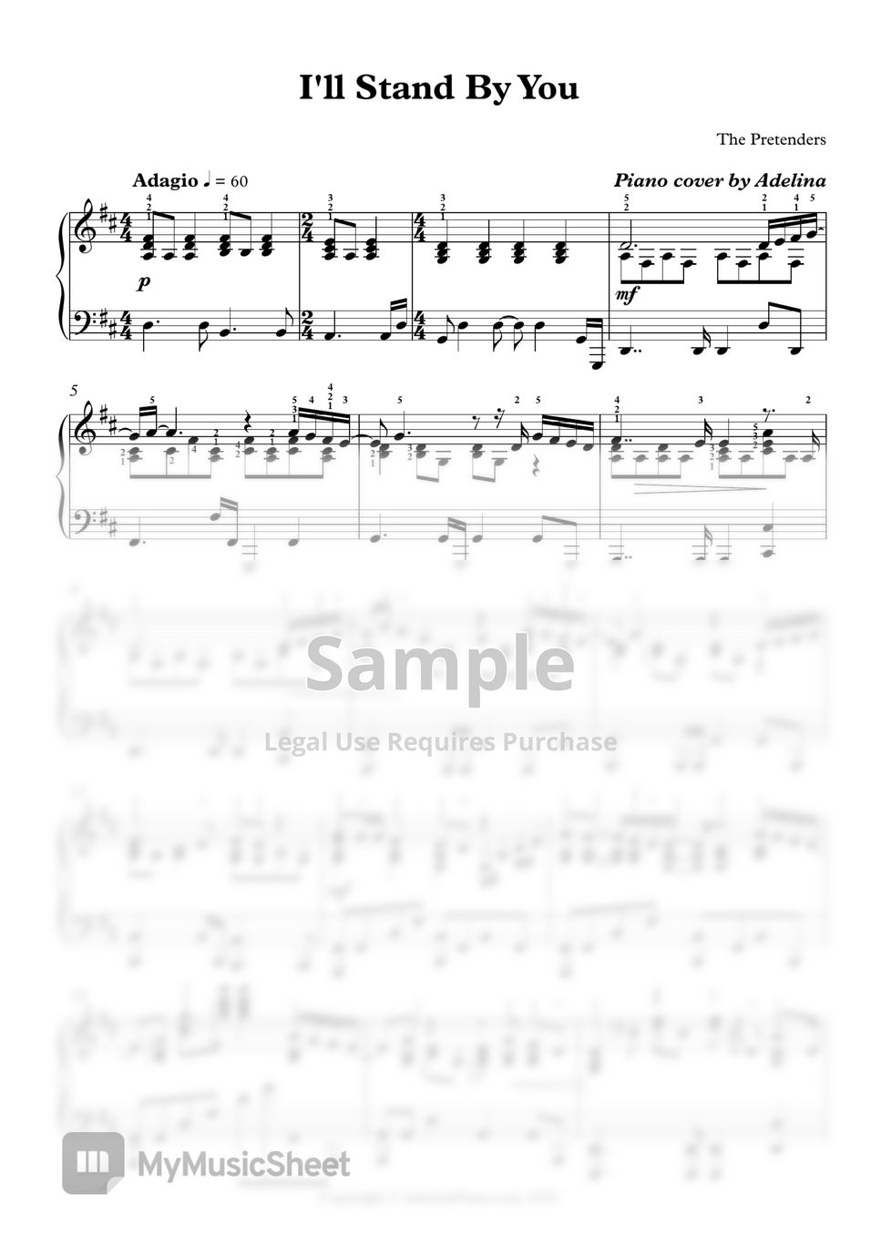 The Pretenders I'll Stand by You Sheets by Adelina Piano
