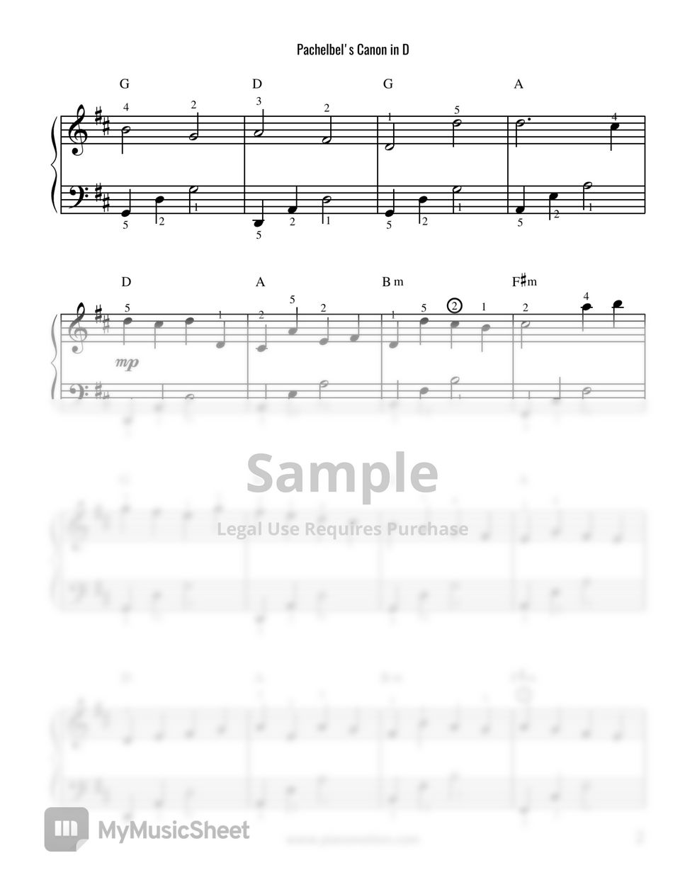 Pachelbel Canon in D (Easy Piano Solo) Sheets by Piano Notion