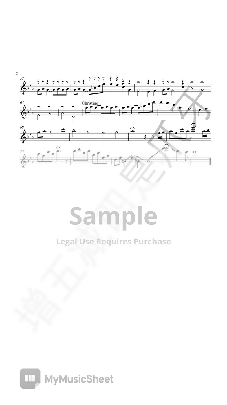 Andrew ber Phantom of the opera Think of me Partitura by Amelie Flute