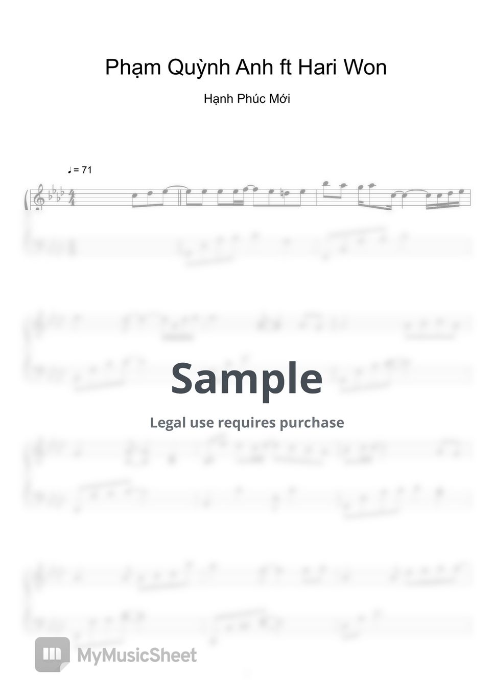 Hạnh Phúc Mới - Phạm Quỳnh Anh ft Hari Won (Chàng Trai Năm Ấy OST) (Sheet Music, MIDI,) by sayu
