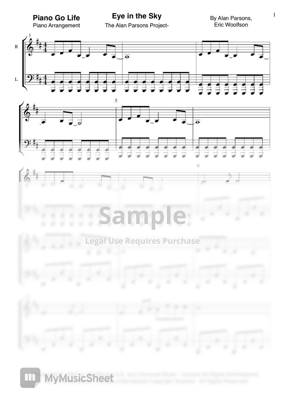 The Alan Parsons Project Eye in the Sky Lembar Musik by Piano Go Life