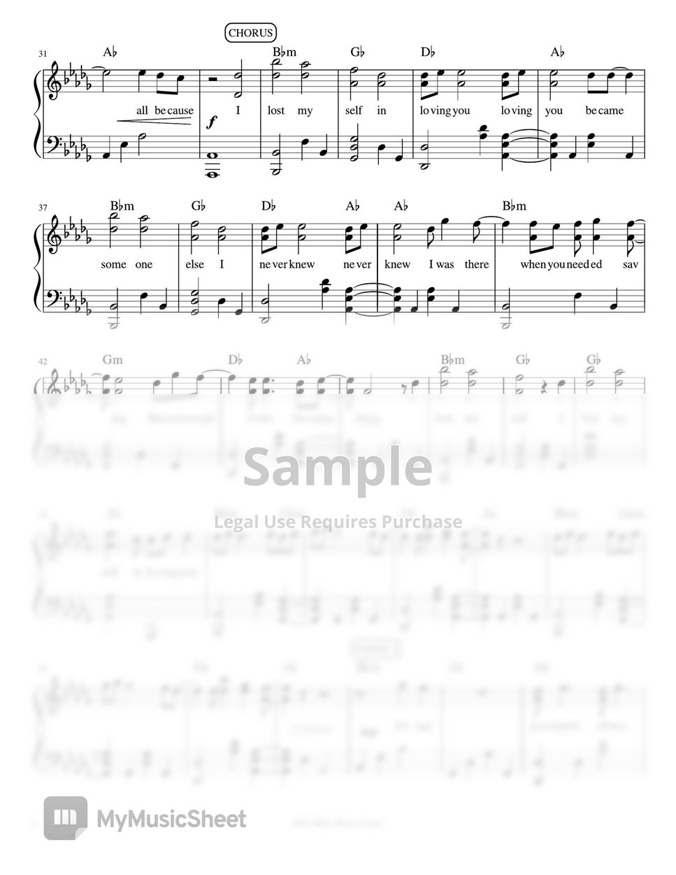 Jamie Miller - I Lost Myself in Loving You (piano sheet music) by Mel's Music Corner