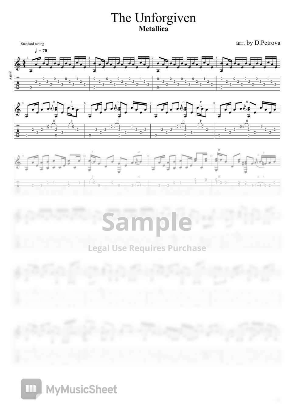 Metallica - The Unforgiven (Fingerstyle Guitar Arrangement, Standard Tuning, No Capo) by D.Petrova (Edora)