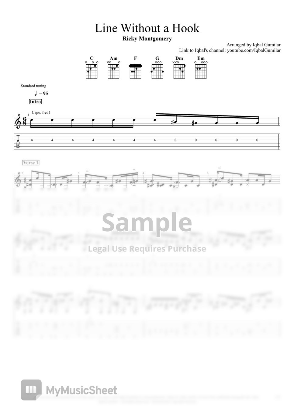 Ricky montgomery line without a hook sheet music by iqbal gumilar