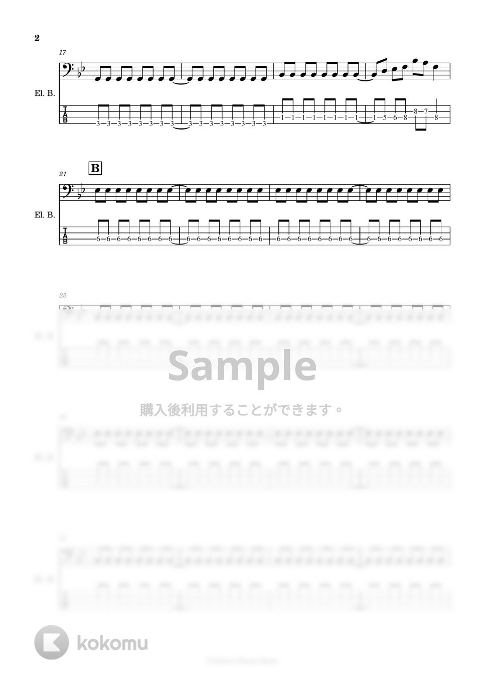 クリープハイプ - 【ベース楽譜】 おやすみ泣き声、さよなら歌姫 / クリープハイプ - Oyasumi nakigoe, sayonara utahime / CreepHyp 【BassScore】 by Cookie's Drum Score