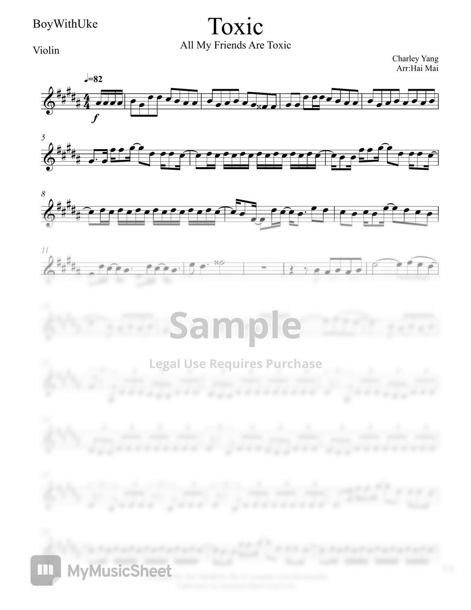 BoyWithUke - TOXIC violin sheet