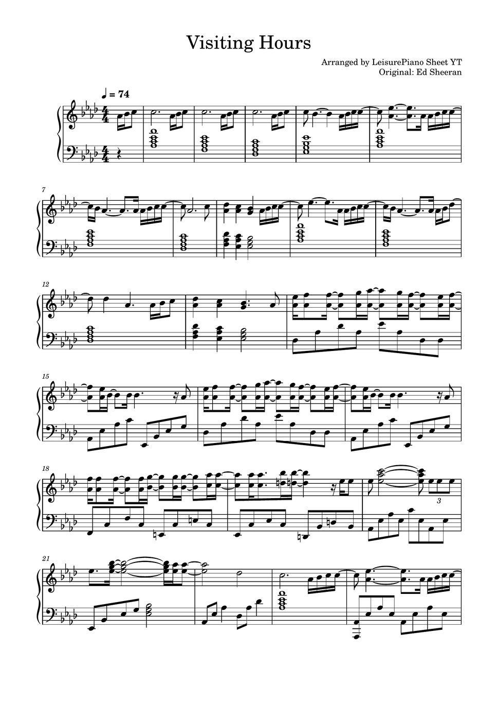 Ed Sheeran Visiting Hours 악보 by Leisure Piano Sheets YT