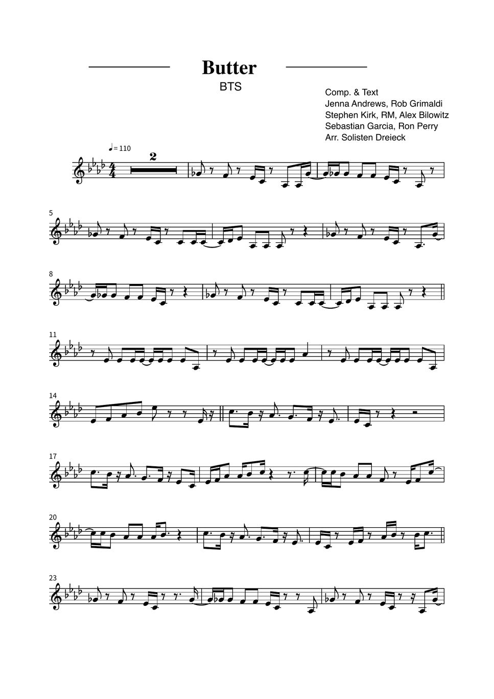 BTS Butter (Instrumental) 악보 by Solisten Dreieck