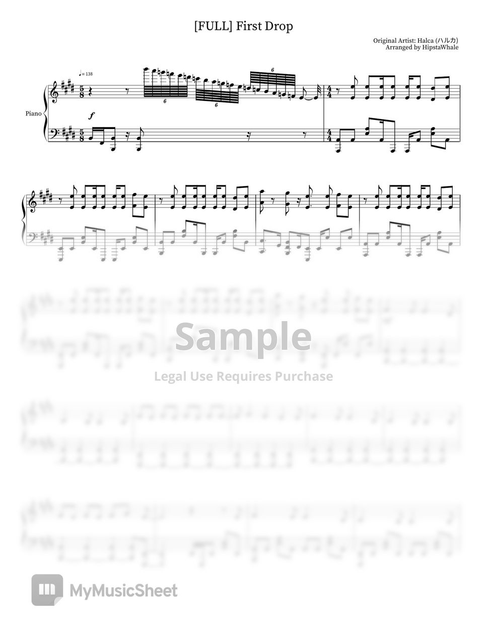Halca - First Drop by Caazi Piano Sheets