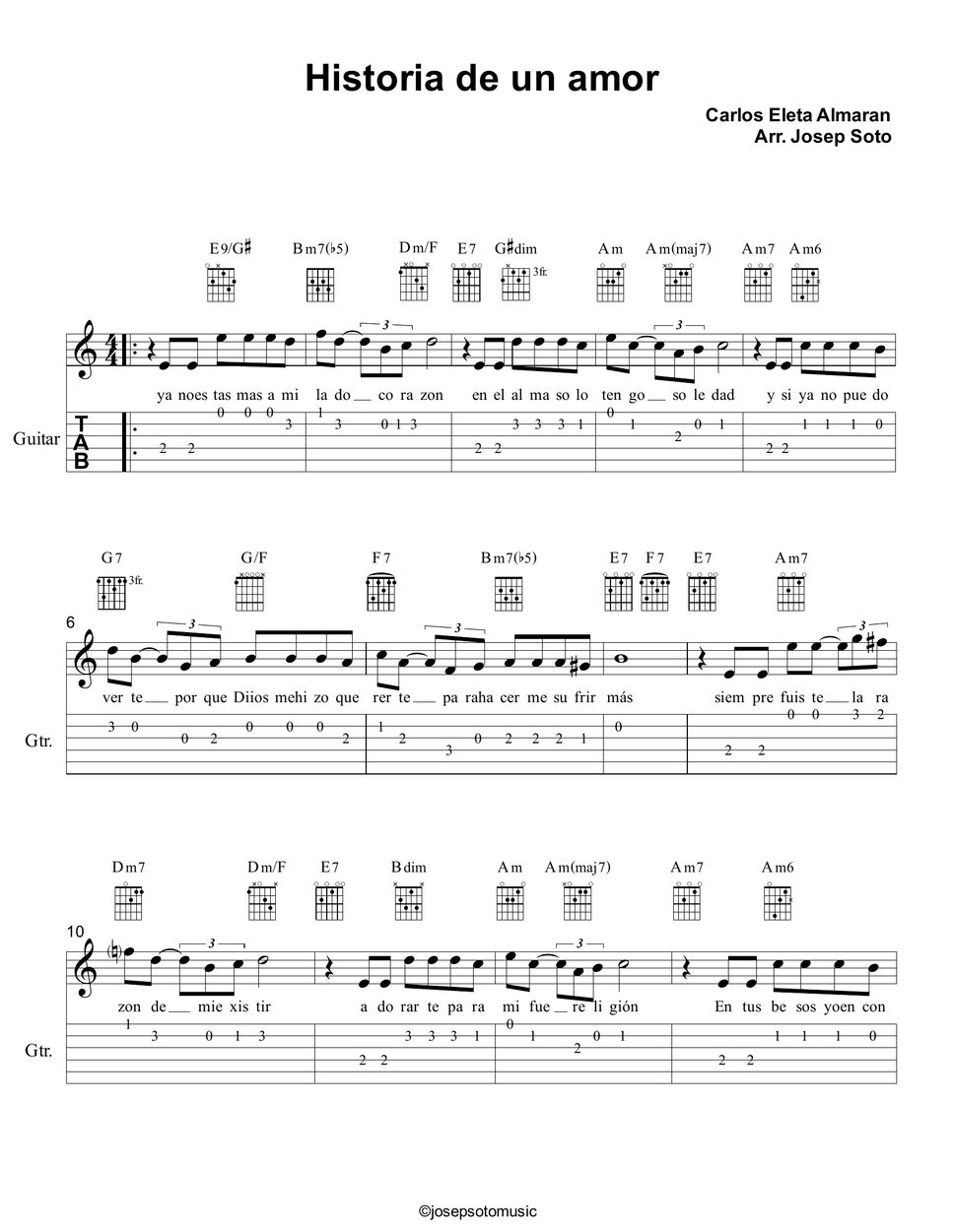 Historia de un amor Sheets by Josep Soto