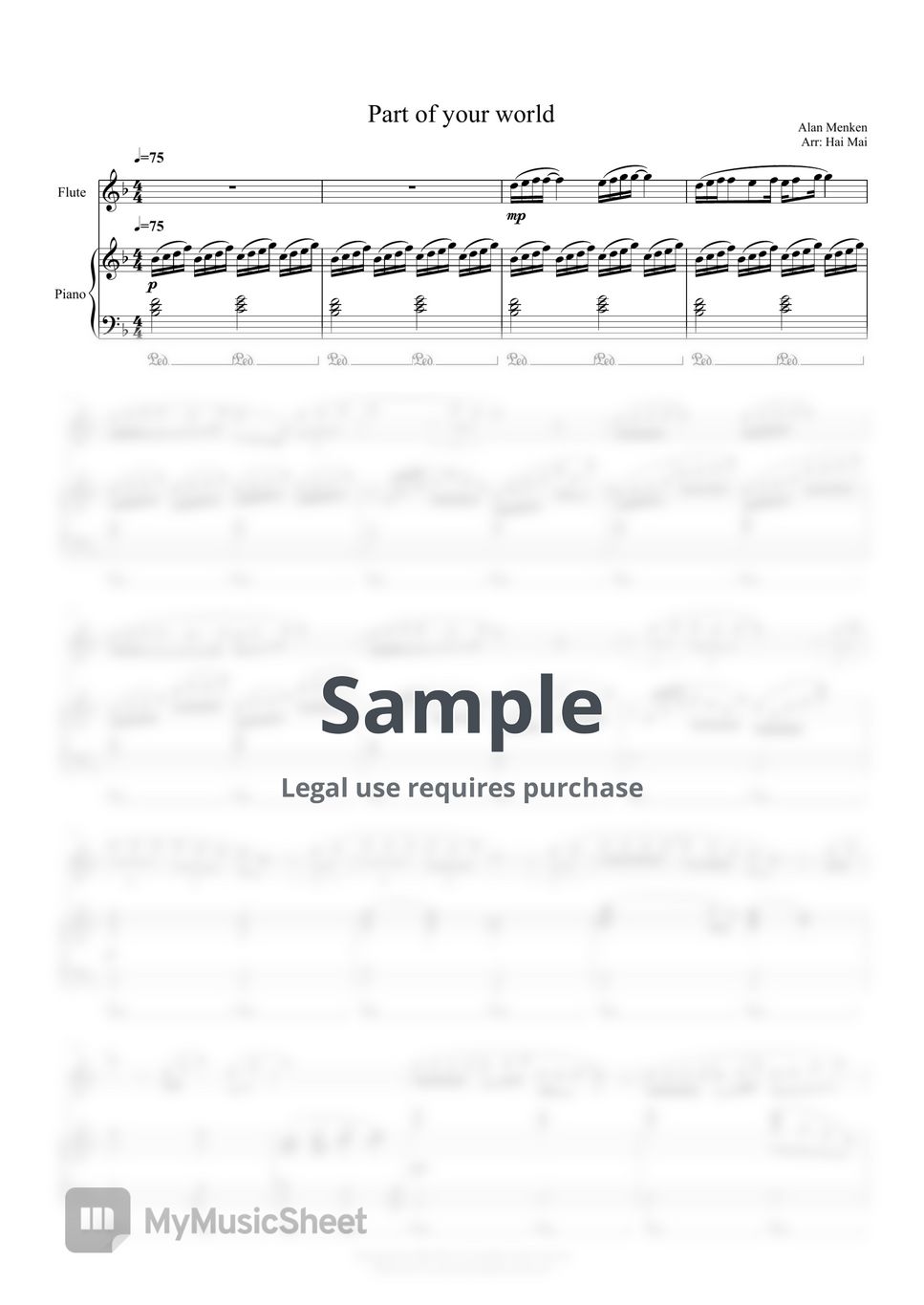 Alan Menken Part of your world for Flute Sheets by Hai Mai