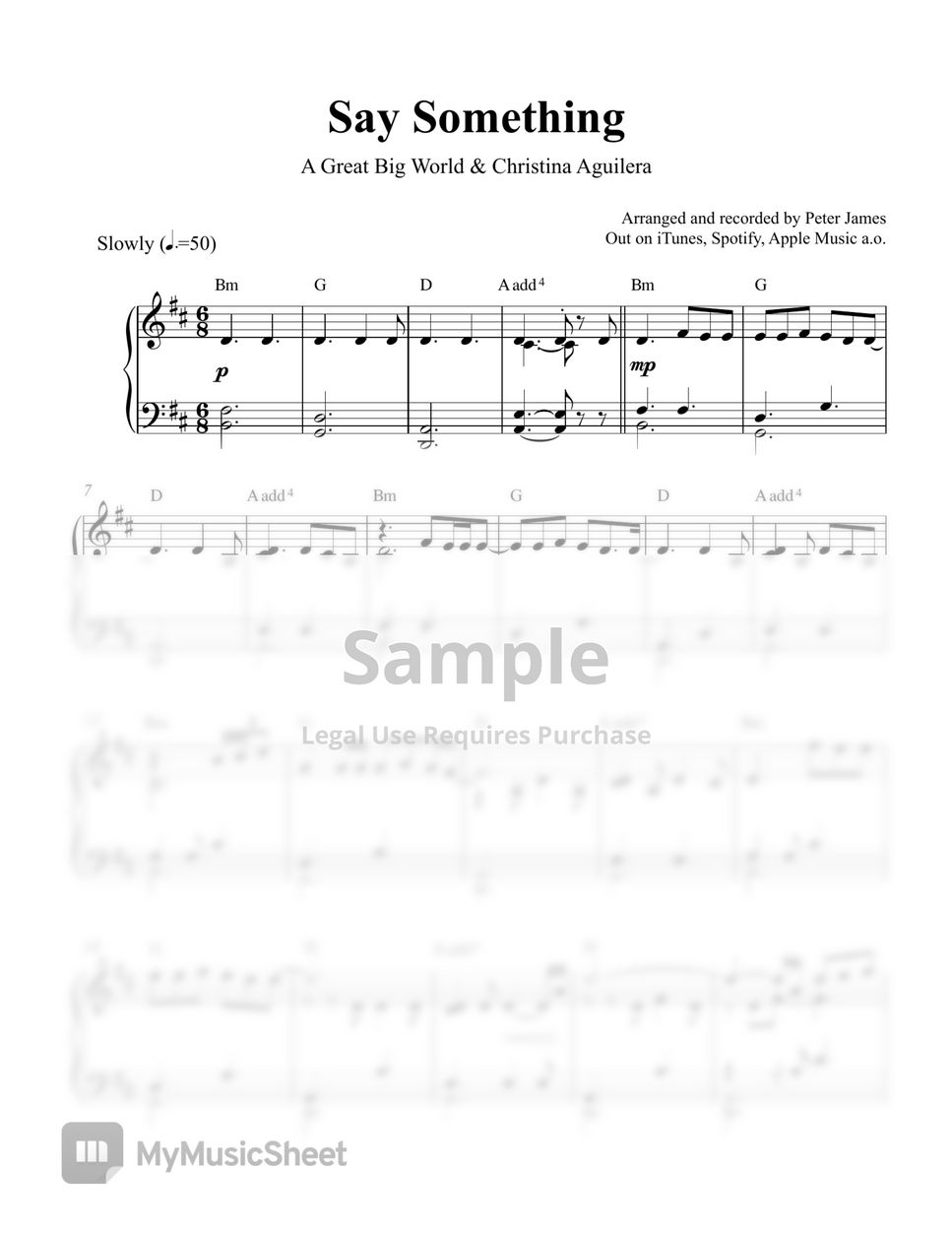 A Great Big World & Christina Aguilera - Say Something (Piano Solo Version)
