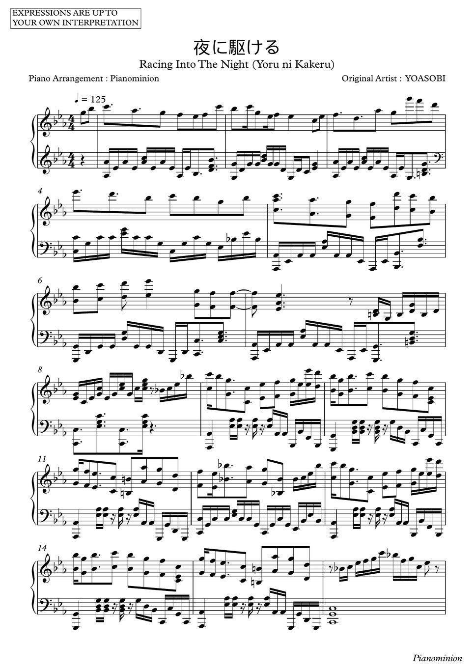 Racing into the night sheet music