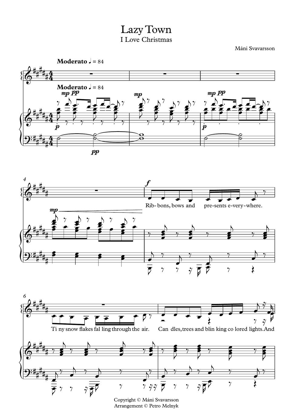 I love christmas lazytown piano cover sheets by petro melnyk