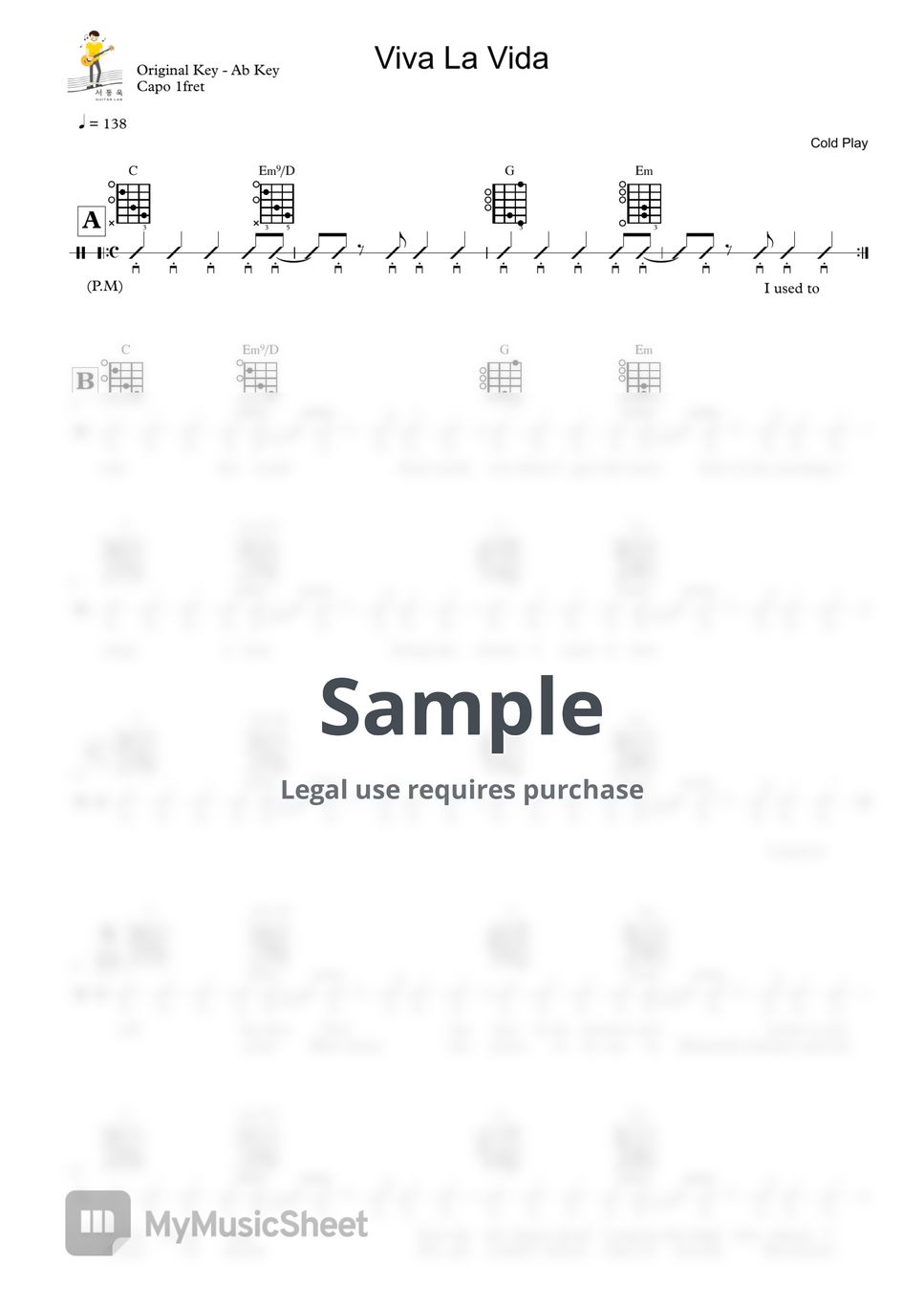 coldplay - Viva La Vida (Guitar TAB) by 서동욱