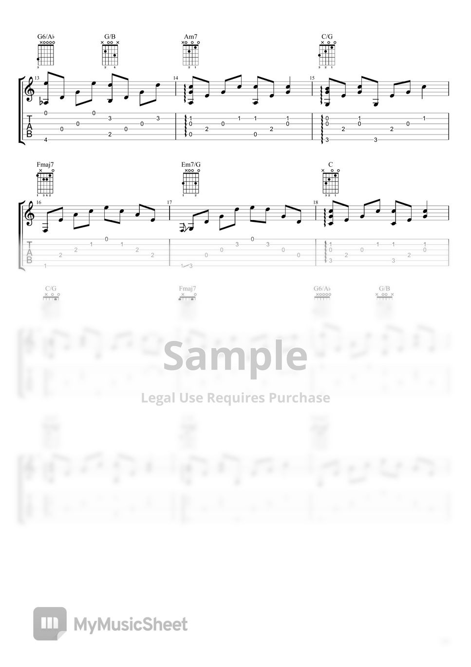 Celine Dion Fingerstyle Guitar My Heart Will Go On 악보 by Acoustic