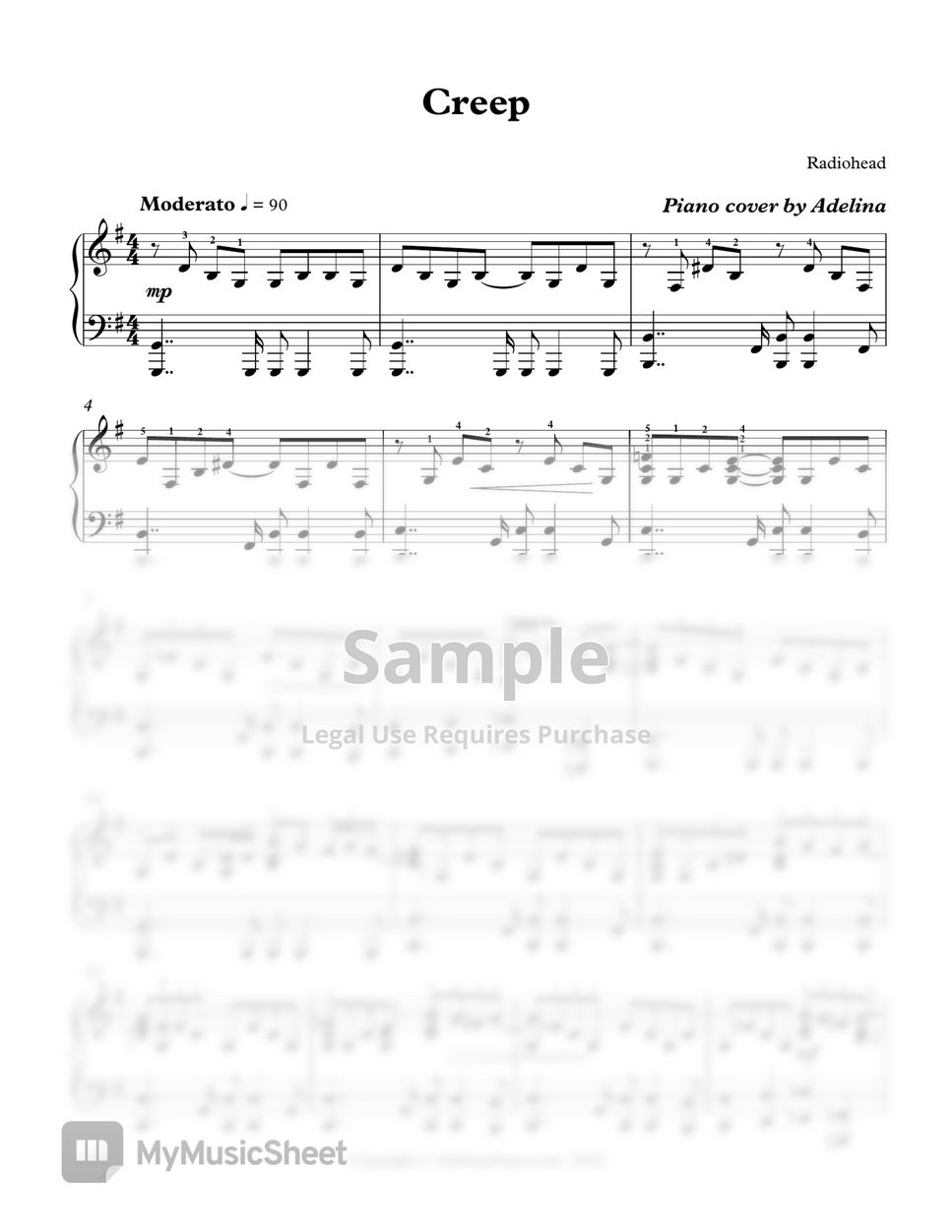 creep radiohead sheet music