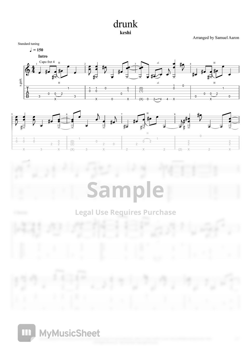 keshi - drunk (fingerstyle guitar tab)