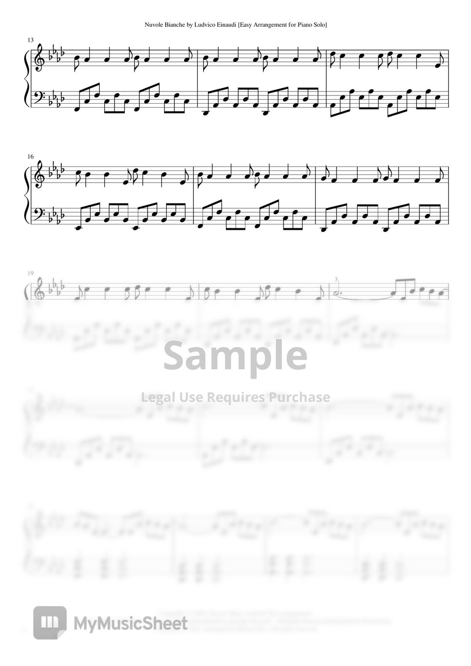 Ludovico Einaudi - "Nuvole Bianche" in Original Key (Easy Version) by YANGCHO