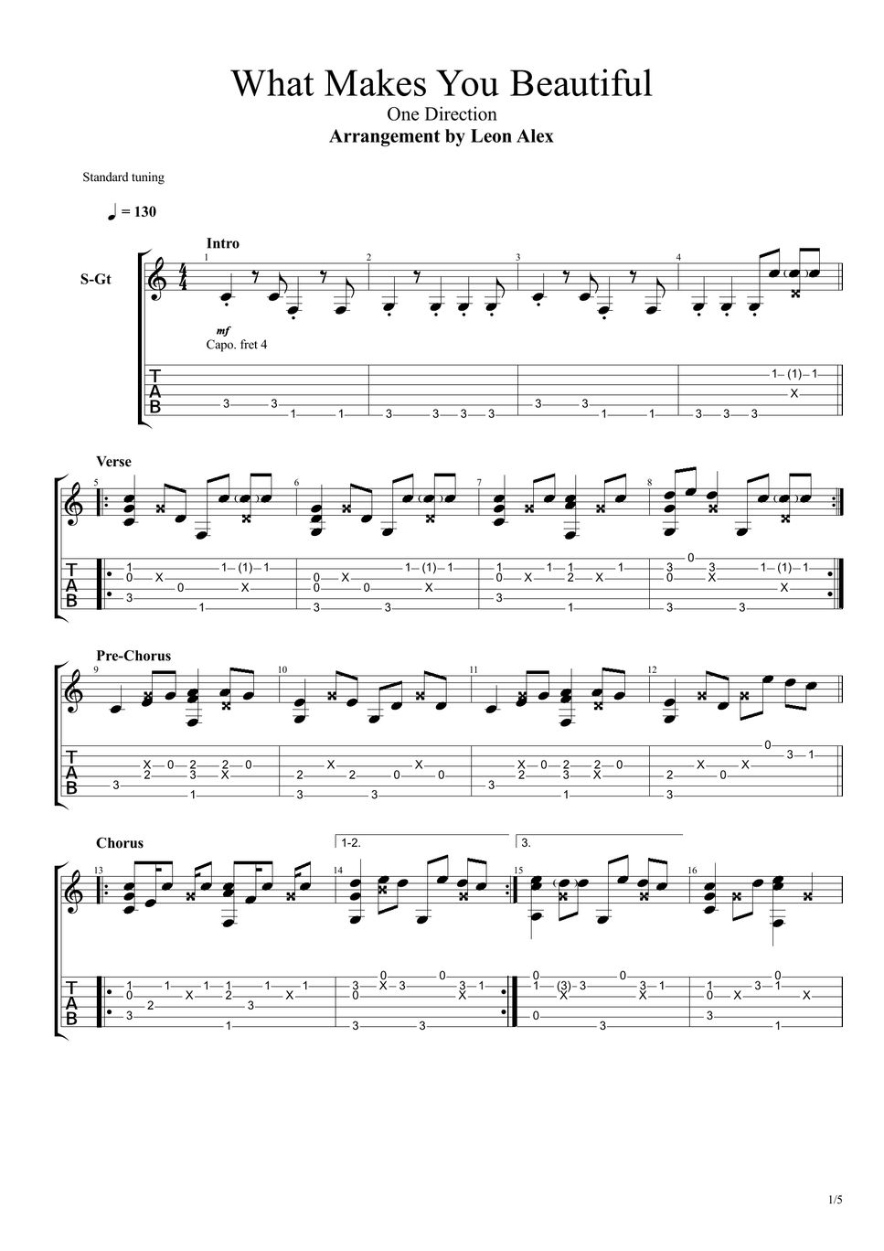 One direction what makes you beautiful guitar by leon alex
