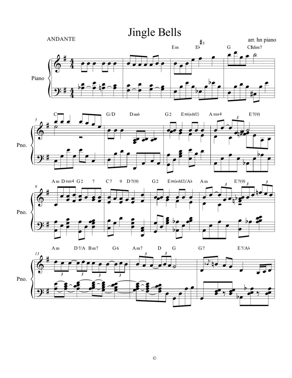 jingle bells Graceful Jingle bells Sheets by hn piano