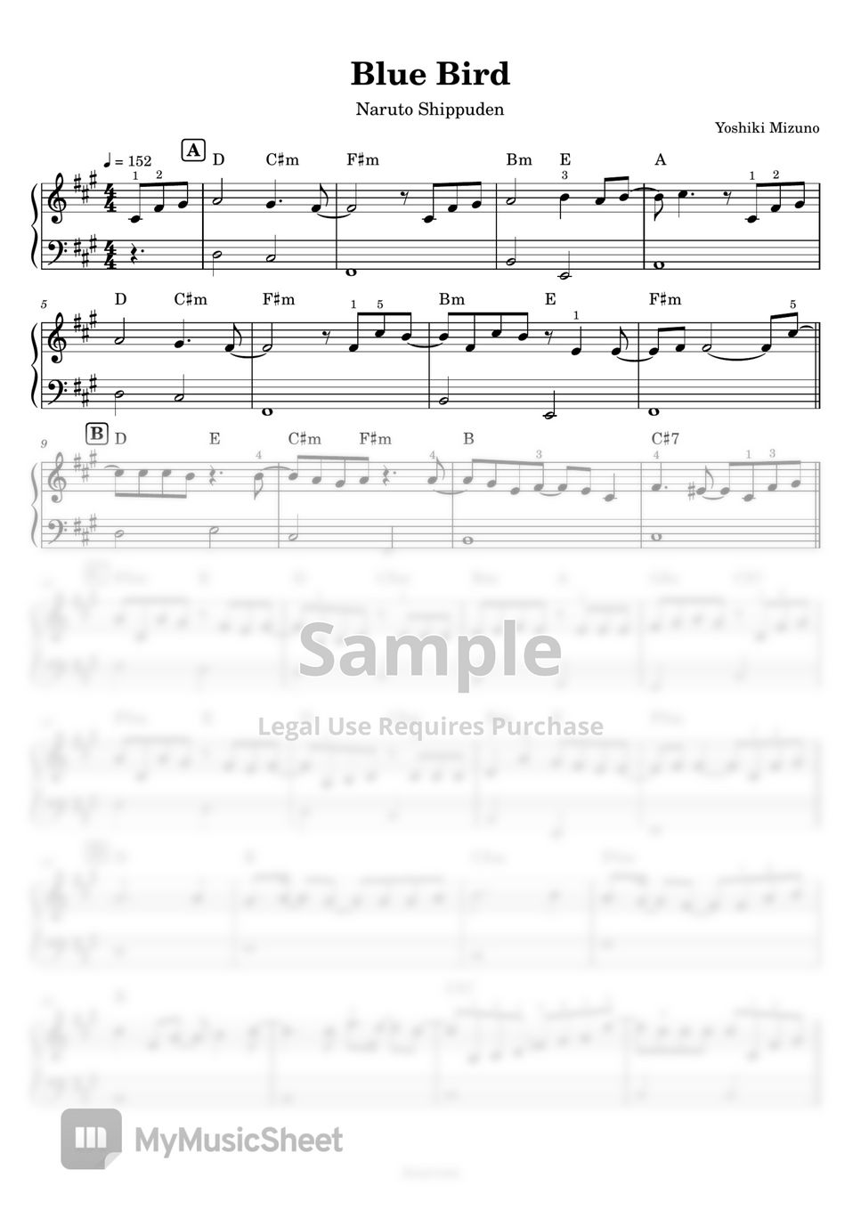 Naruto Shippuden - Blue Bird (Piano) by Anacrusa