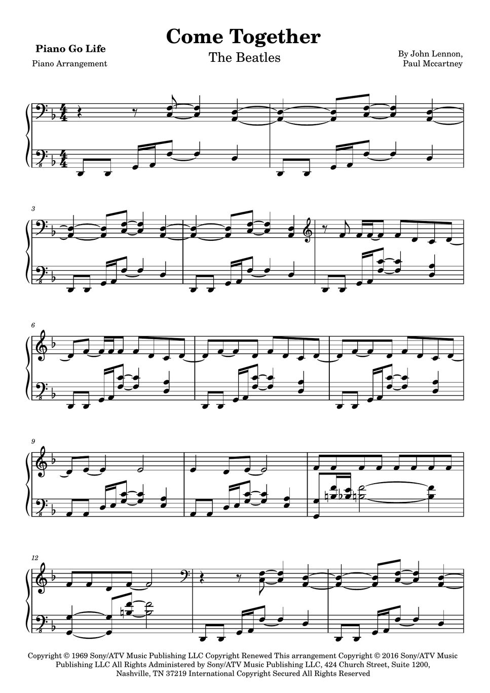 The beatles come together by piano go life