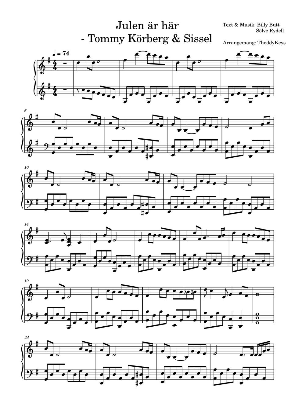 Tommy Körberg & Sissel Julen är här Partitura by TheddyKeys
