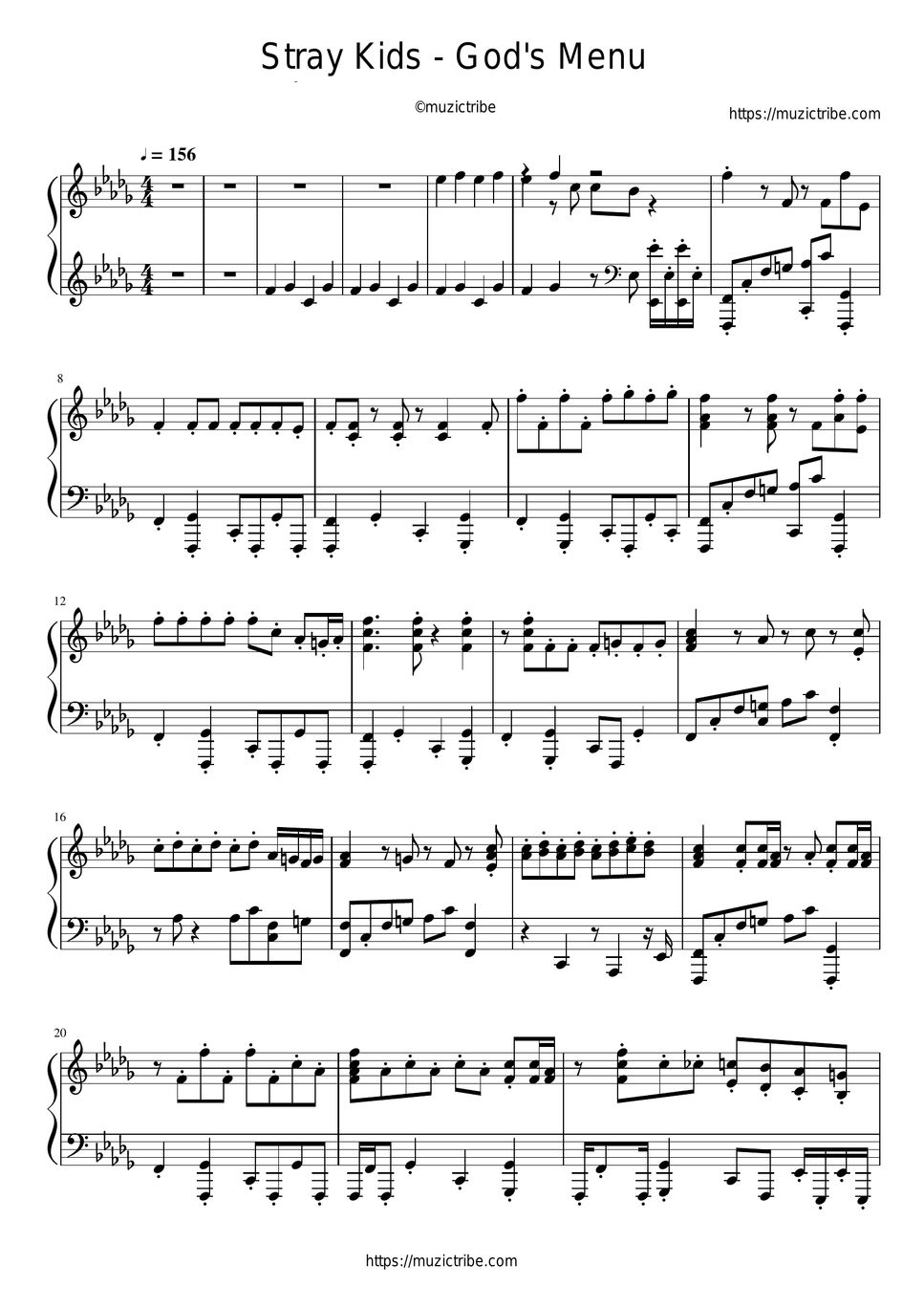 Stray Kids God's Menu (神메뉴) Piano Sheet + MP3 + MIDI Sheets