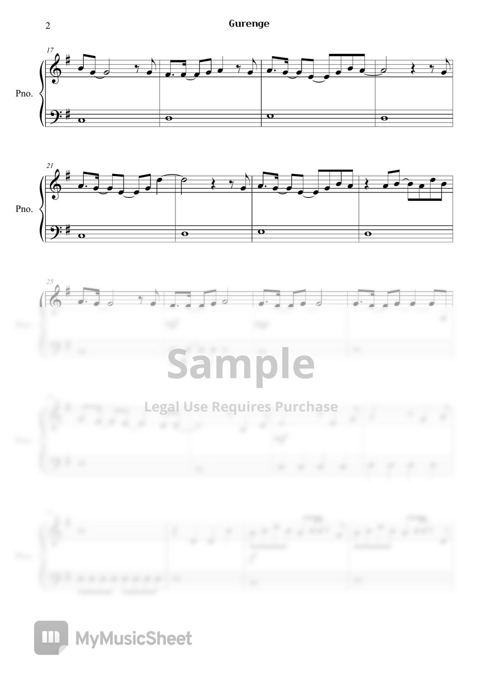 Gurenge - Easy Piano - Digital Sheet Music