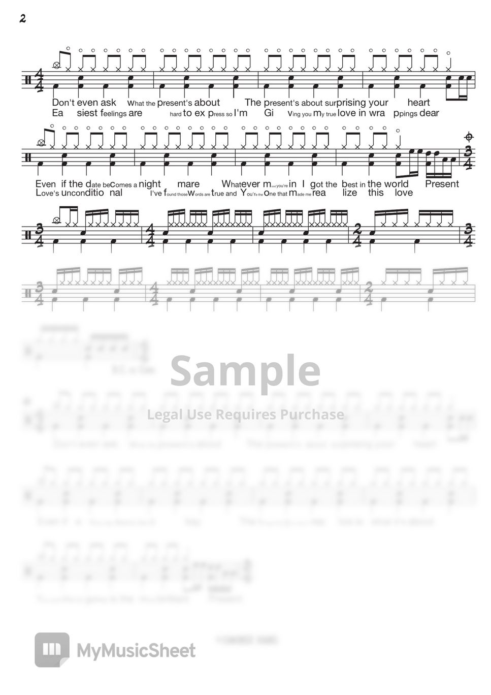 Mrs. GREEN APPLE - PRESENT (English ver) Sheet by Gwon's DrumLesson