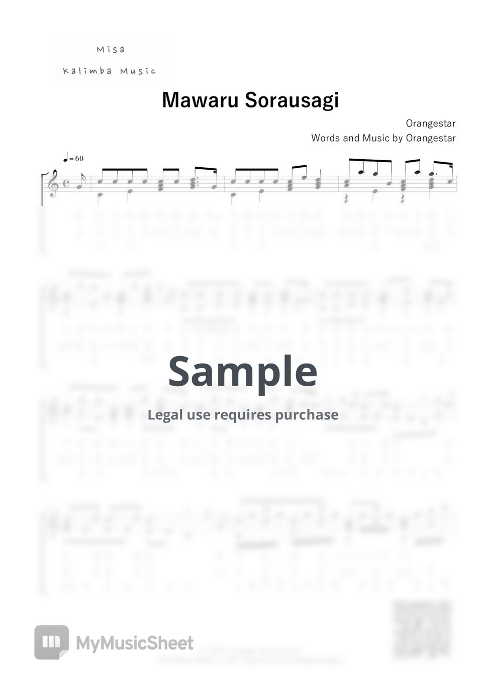 Orangestar - Mawaru Sora Usagi / Number Notation by Misa / Kalimba Music