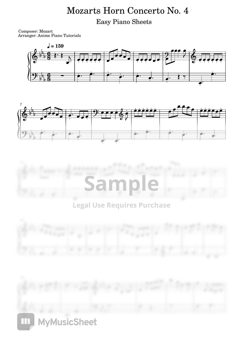 Mozart - Horn Concerto No. 4 (EASY) by Anime Piano Tutorials